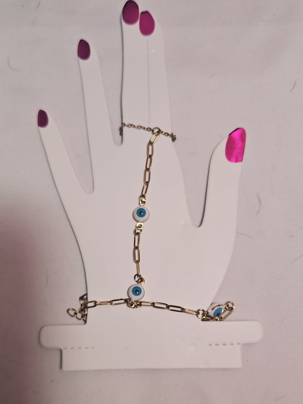 Gold-Tone Blue Evil Eye Chain Hand Bracelet - Women Jewelry